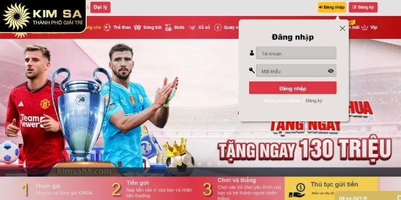 ĐĂNG NHẬP KIMSA 1 Truy cập trang chủ để tiến hành vào tài khoản cá nhân